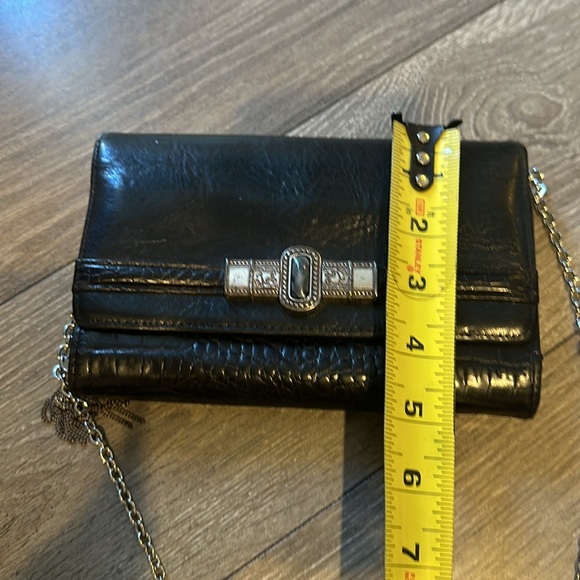 Brighton black leather wallet crossbody with silver hardware. - Picture 13 of 13